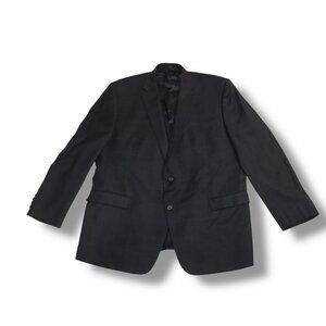 LAUREN RALPH LAUREN MEN'S XL BLACK SUIT JACKET WITH BLUE-BLACK PLAID PATTERN